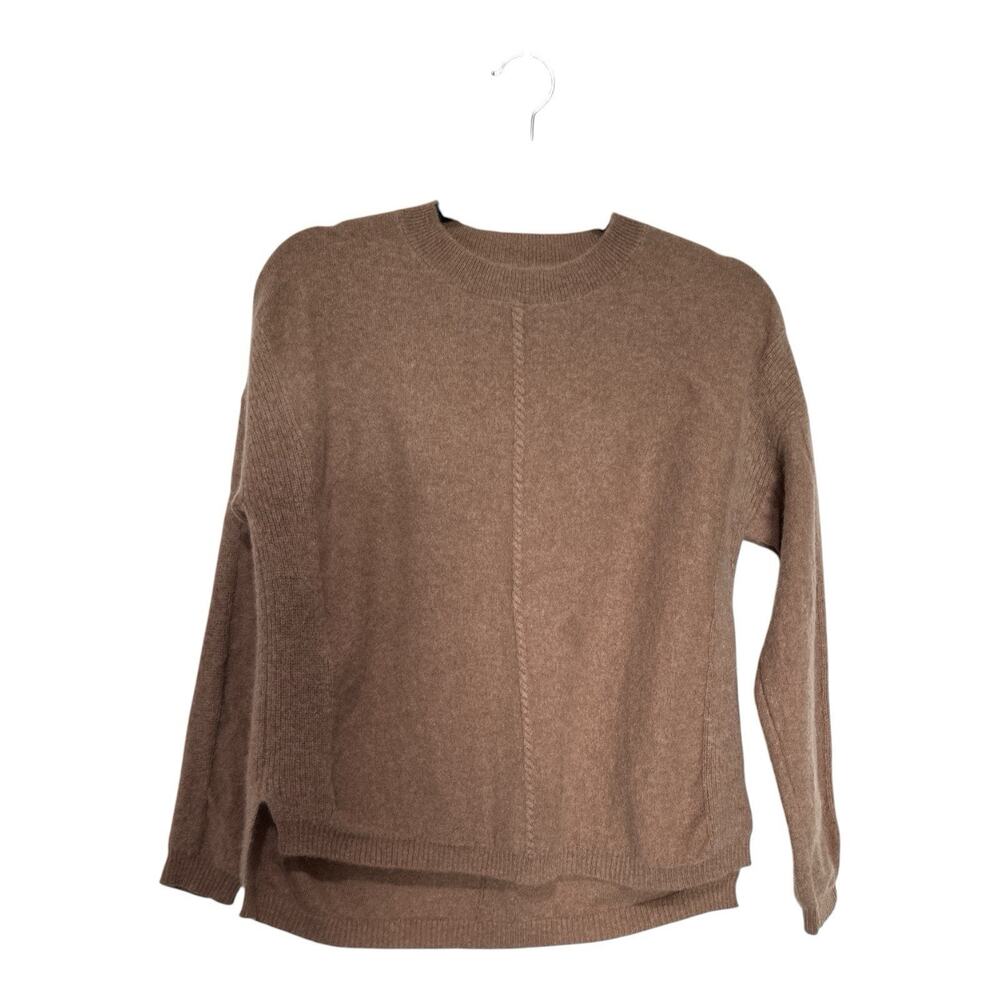 Magaschoni Cashmere Drop-Shoulder Center-Seam Sweater in a light brown Size M